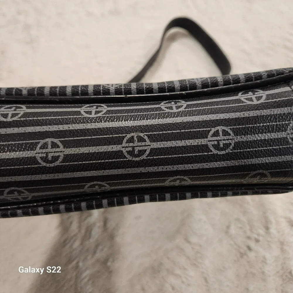 Giani Bernini Black & Gray Logo Print Hobo Bag Purse Shoulder Bag‎